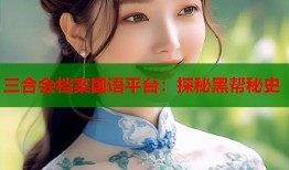 三合会档案国语平台：探秘黑帮秘史
